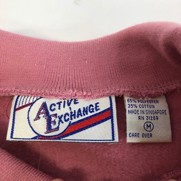 Vintage Active Exchange Size Medium Pink Embroidered LS Sweater Shoulder Pads‎ - Picture 4 of 9